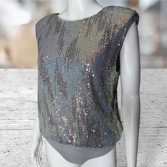 ASTR the Label Sequin Hollywood Bodysuit Gray Party Cocktail Sz M NWT - Picture 3 of 9